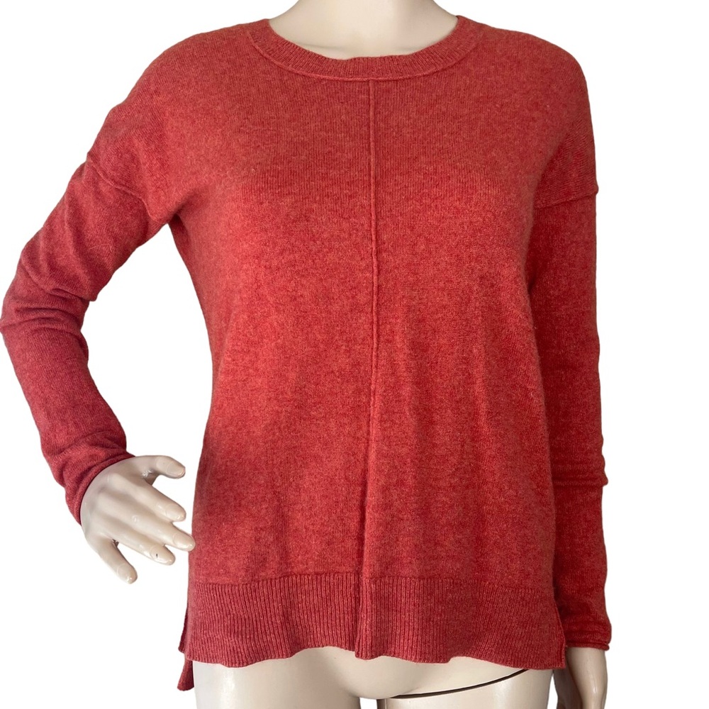 TAHARI XS pure luxe 100% cashmere sweater pullover rust orange soft
